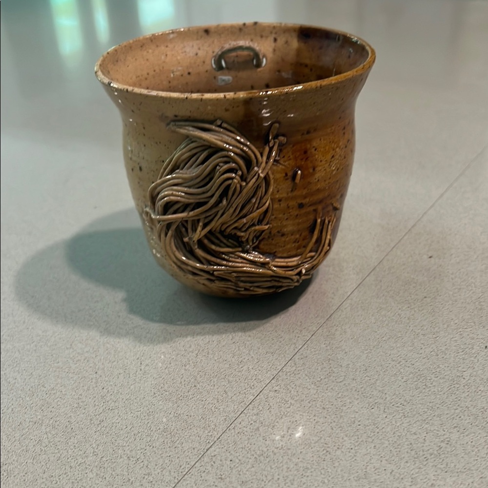 Miche Brown Ceramic Art Bowl with Intricate Patterns